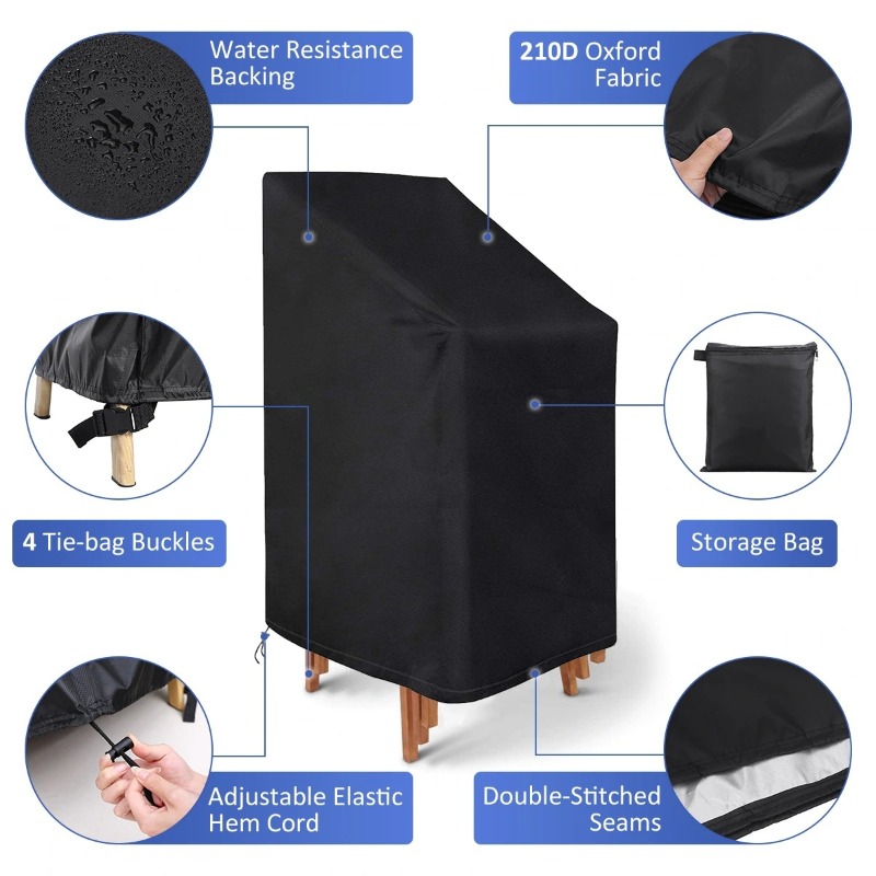 Outdoor Furniture With Covers - Housse de protection pour chaise empilable,