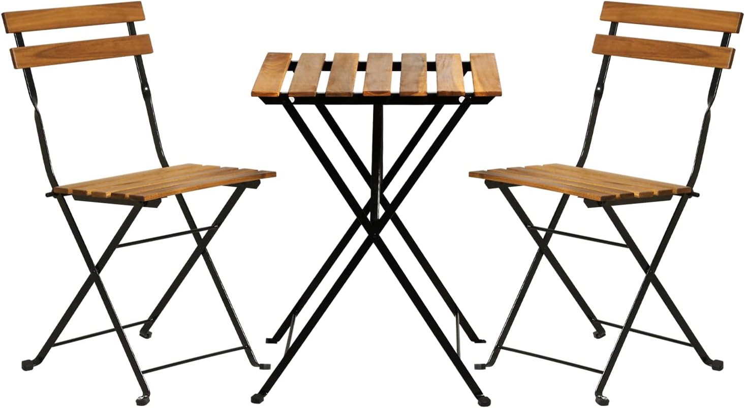 Outdoor Furniture Wooden - Ensemble bistrot de patio pliable en