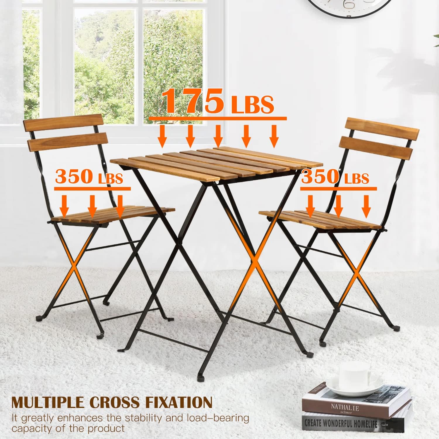 Ensemble bistrot de patio plia - Outdoor Furniture Wooden avis et prix