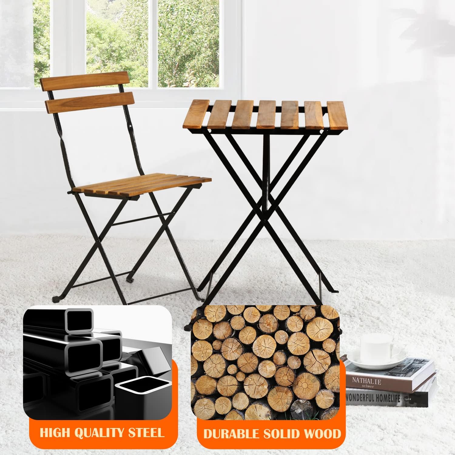 Ensemble bistrot de patio plia - Outdoor Furniture Wooden avis et prix