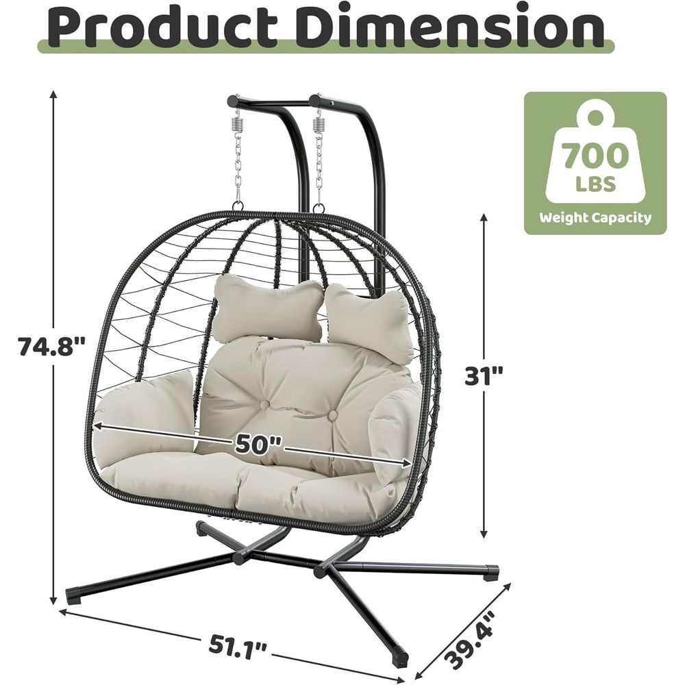 Fauteuil suspendu double avec  - Hanging Egg Chair avis et prix